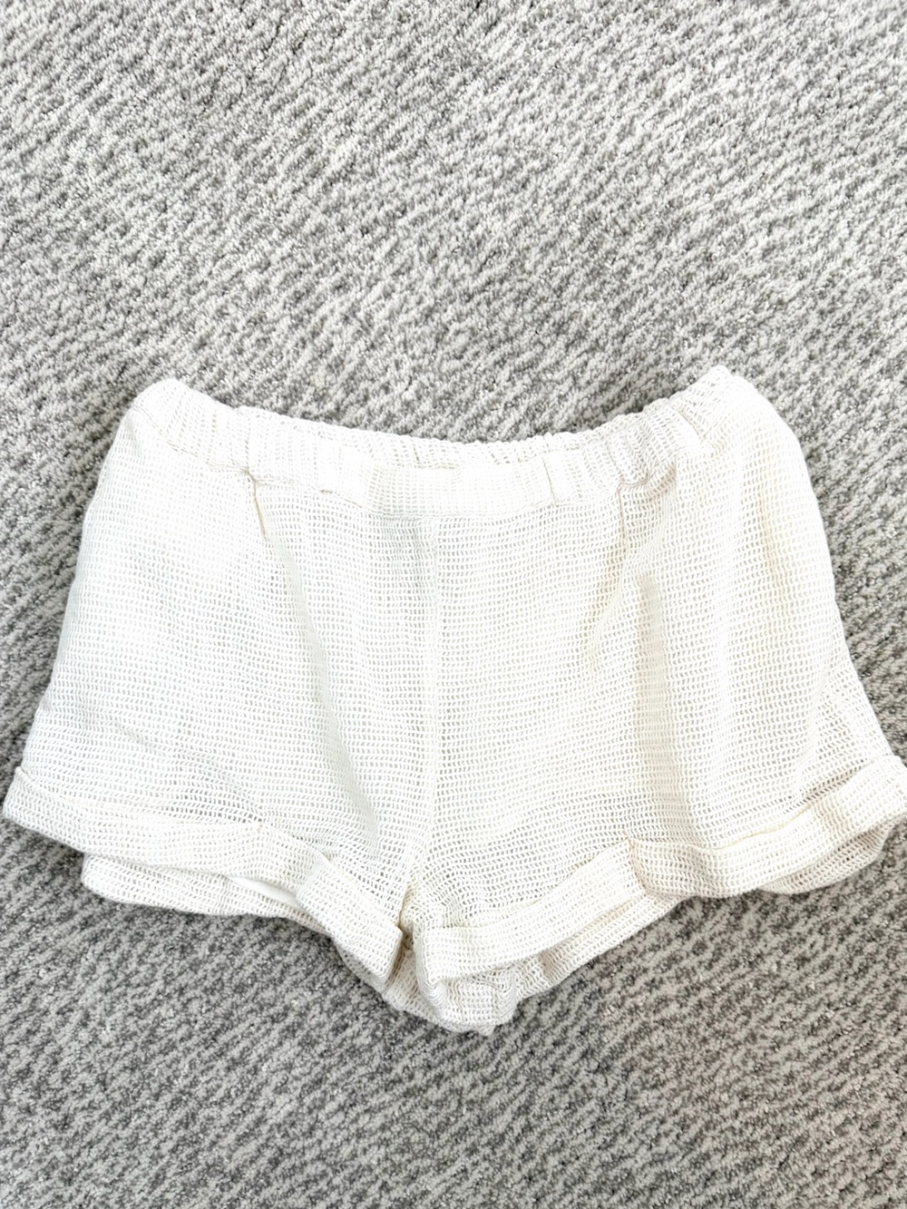 Urban Outfitters Cream Waffle Knit Shorts Size XS Beach Summer Shorts